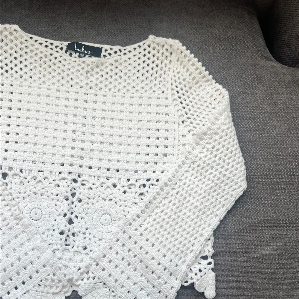 Lulu's Cream Crochet Knit Top